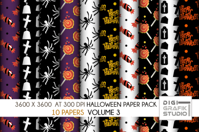 Halloween Digital Papers Pack VOLUME 3, Seamless Pattern Paper Pack, Seamless Pattern