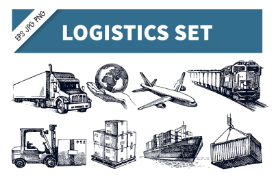 Logistics & Delivery Hand Drawn Vector Set