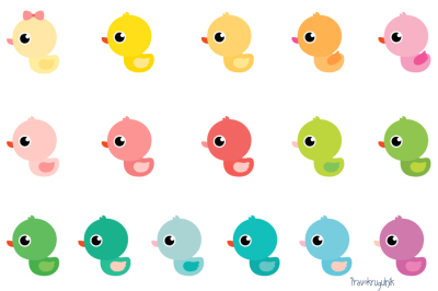 Rubber ducks clipart, Cute bath duckies clip art set