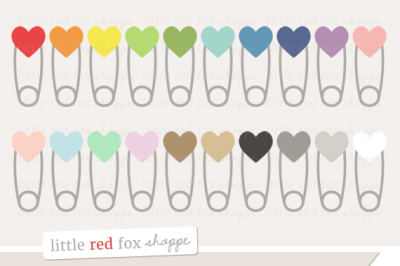 Heart Safety Pin Clipart