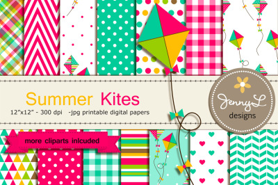 Kites Digital Papers and Cliparts