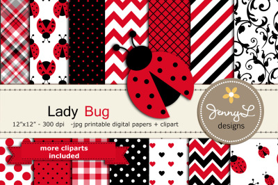Lady Bug Digital Papers & Cliparts