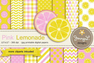 Pink Lemonade Digital Papers & Cliparts