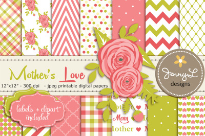 Mother's Day Digital Paper and Clipart