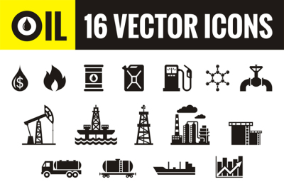 Oil, Fuel and Gas - 16 Creative Vector Icons