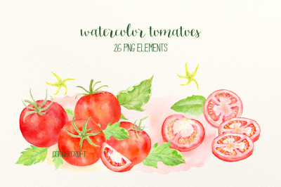 Watercolor Red Tomatoes