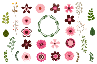 Mod flowers clipart, Single floral elements clip art