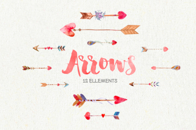 Arrows Watercolor Clipart