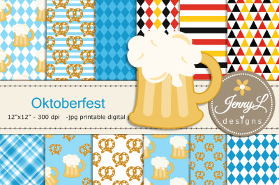 Oktoberfest Digital Papers and Beer Clipart