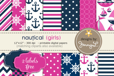 Nautical Girl digital papers