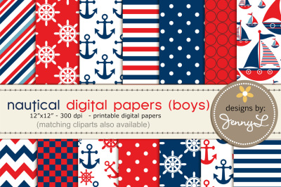 Nautical Boy digital papers