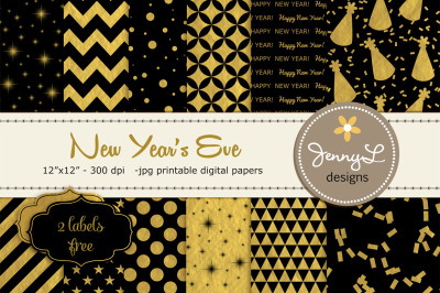 New Year's Eve digital Papers