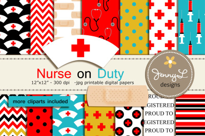 Nurse Digital Paper and Clipart