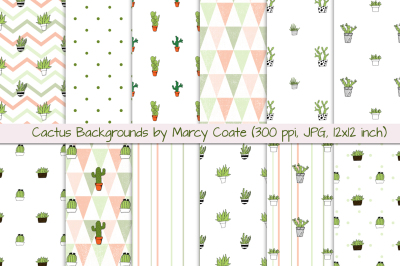 Cactus Backgrounds - Cactus Digital Papers