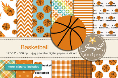 Basketball Digital Papers and Clipart