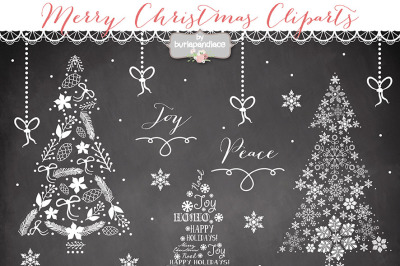 VECTOR Clipart christmas tree chalkboard