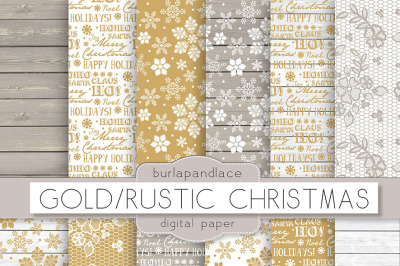 Gold snowflakes christmas digital paper
