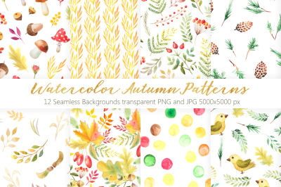 Watercolor Autumn Patterns Vol.2