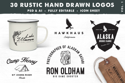 30 Rustic Hand Drawn Logos