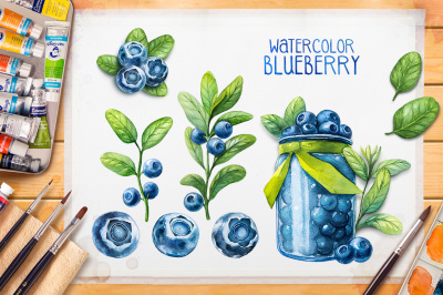 Watercolor blueberry
