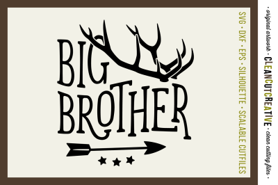 SVG Big Brother cutfile design with antlers and arrow - SVG DXF EPS PNG - Cricut & Silhouette - clean cutting files
