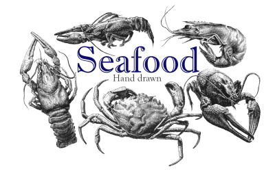 Seafood. Hand drawn.