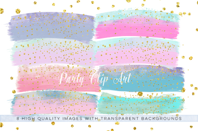 Pastel Confetti brush clip art, Confetti Brush Transparent Overlays, fairy brush strokes, Purple Pink Teal Mint Clip art, Wedding Clipart