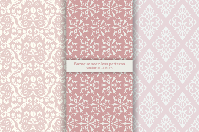 Set of baroque seamless patterns