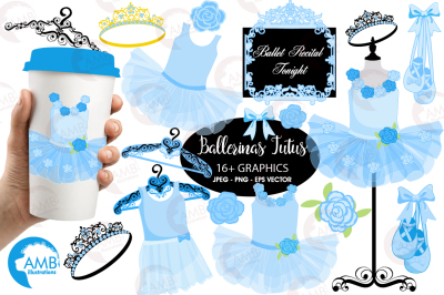 Ballerinas in blue, tutus, clipart, graphics, illustrations AMB-1319