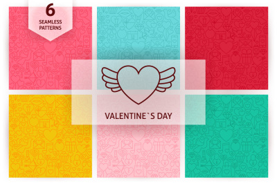 Valentine's Day Line Seamless Patterns
