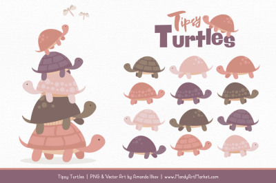 Sweet Stacks Tipsy Turtles Stack Clipart in Buff