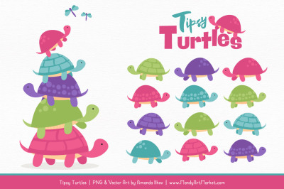 Sweet Stacks Tipsy Turtles Stack Clipart in Crayon Box Girl
