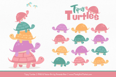 Sweet Stacks Tipsy Turtles Stack Clipart in Garden Party