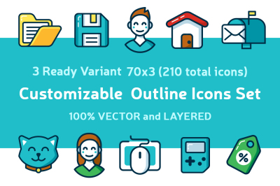 Customizable Outline Icons Set