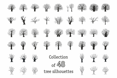  Collection of 48 tree silhouettes