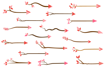 Cute love tree branch arrow clipart set, Valentine day arrow clip art