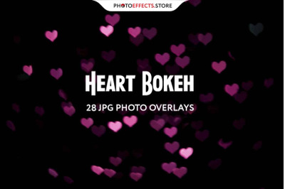 28 Heart Bokeh Photo Overlays