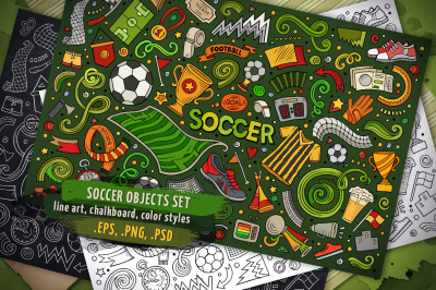 Soccer Objects &amp; Elements Set
