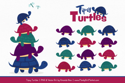 Sweet Stacks Tipsy Turtles Stack Clipart in Jewel