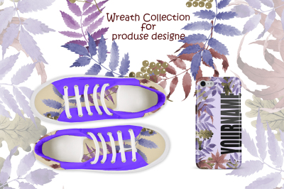 Wreath collection PNG watercolor set