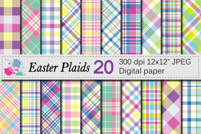 Easter Plaid Digital Paper / Spring Pastel Plaid Pattern