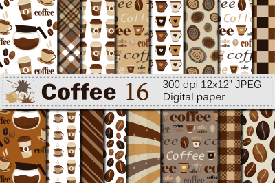 Coffee Digital paper pack / Coffee beans pattern / Coffee backgrounds