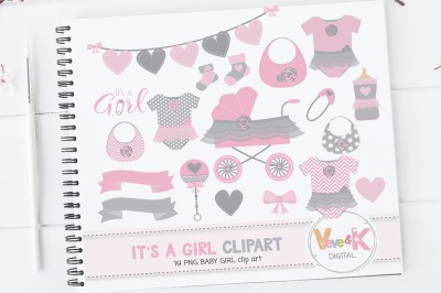 Newborn Baby Girl Clipart Set | Baby Graphics