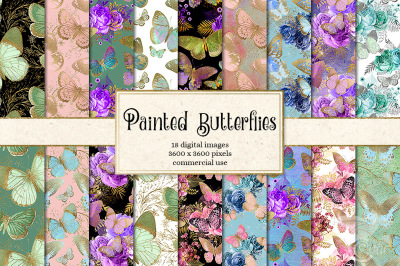Painted Butterflies Digital Paper