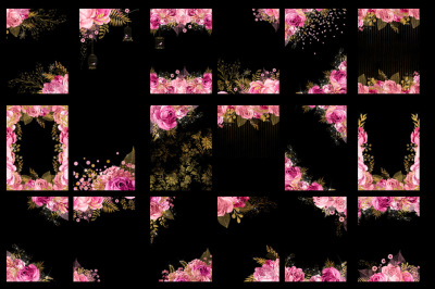 5x7 Pink and Gold Floral Overlays