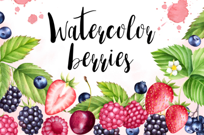 Watercolor berries collection