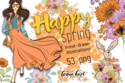 Happy Spring Hand Drawn Illustration Kit