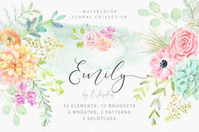 Emily. Watercolor floral collection
