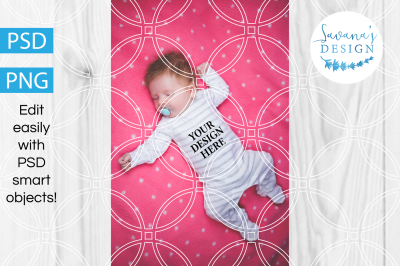 Baby Onesie Product Mockup PNG and PSD