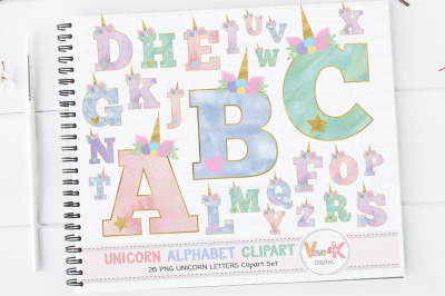 Unicorn Letters Clipart Set | Unicorn Clipart